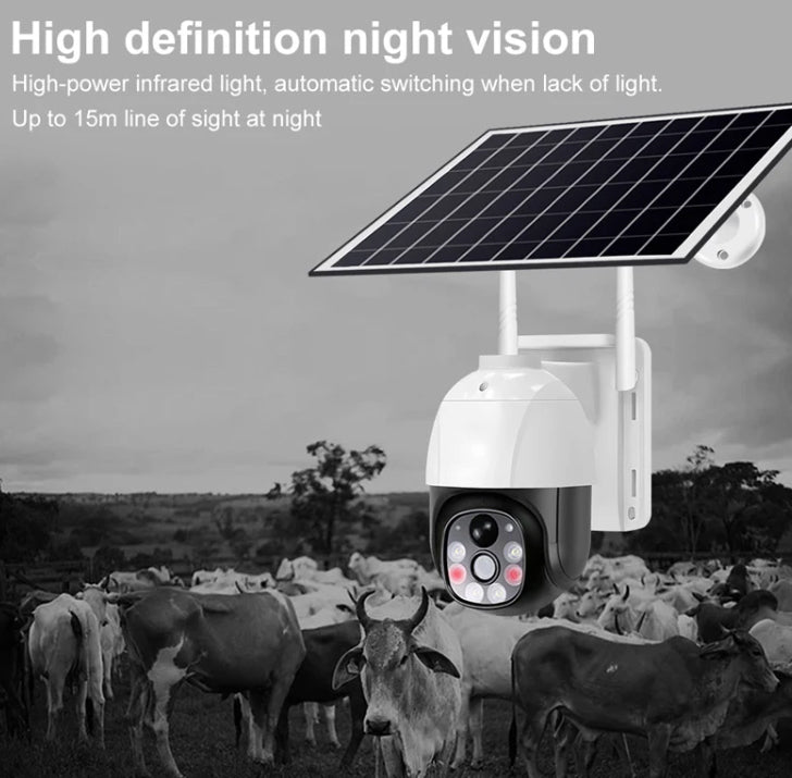 Solar Outdoor WIFI Camera with Night Vision, PTZ & Two-Way Audio - 18000mAh