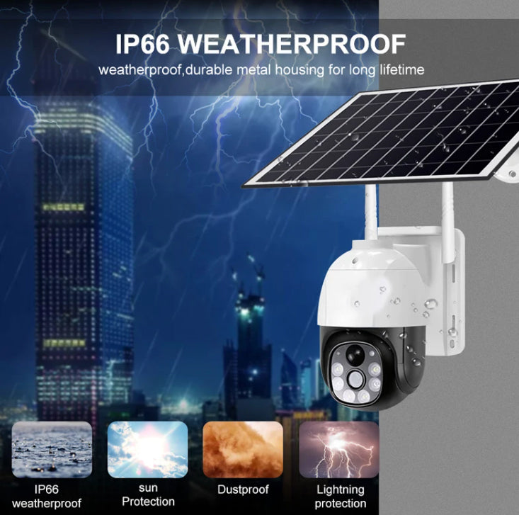 Solar Outdoor WIFI Camera with Night Vision, PTZ & Two-Way Audio - 18000mAh