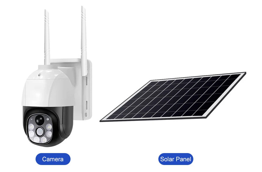 Solar Outdoor WIFI Camera with Night Vision, PTZ & Two-Way Audio - 18000mAh