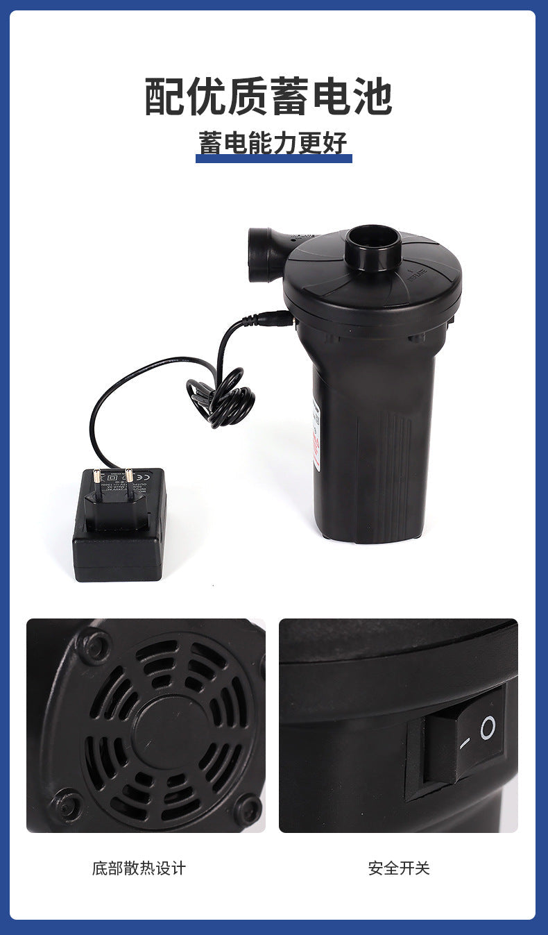Powerful Portable Rechargeable Air Pump with 12V Car Charger & 3 Nozzles - 50W