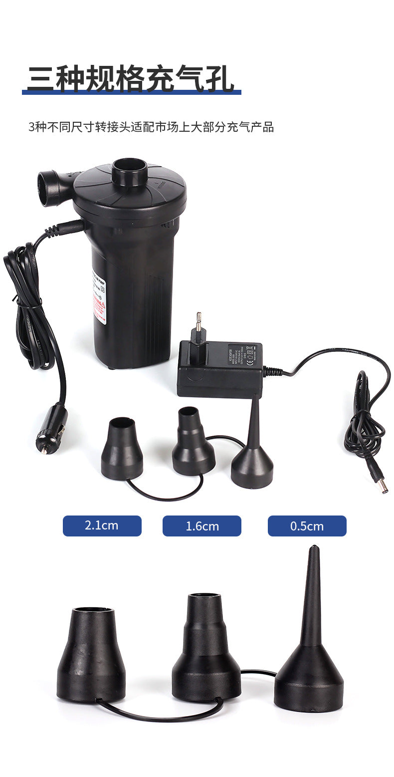 Powerful Portable Rechargeable Air Pump with 12V Car Charger & 3 Nozzles - 50W