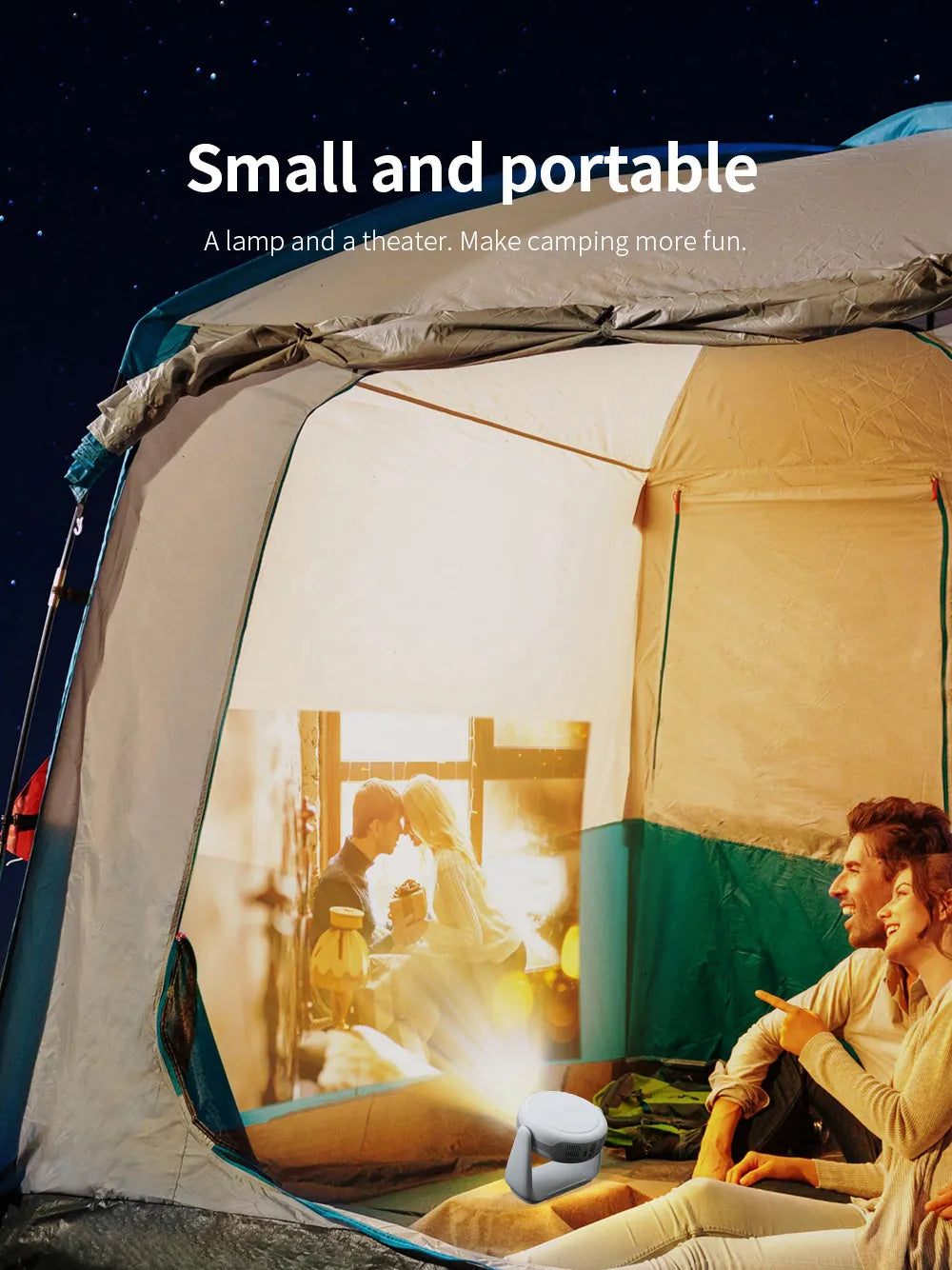 Wireless 260° Rotatable HD Portable Smart Projector with 4K Decoding with Android 11.0, WiFi, Bluetooth, Lamp Lighting & Bracket Rotation