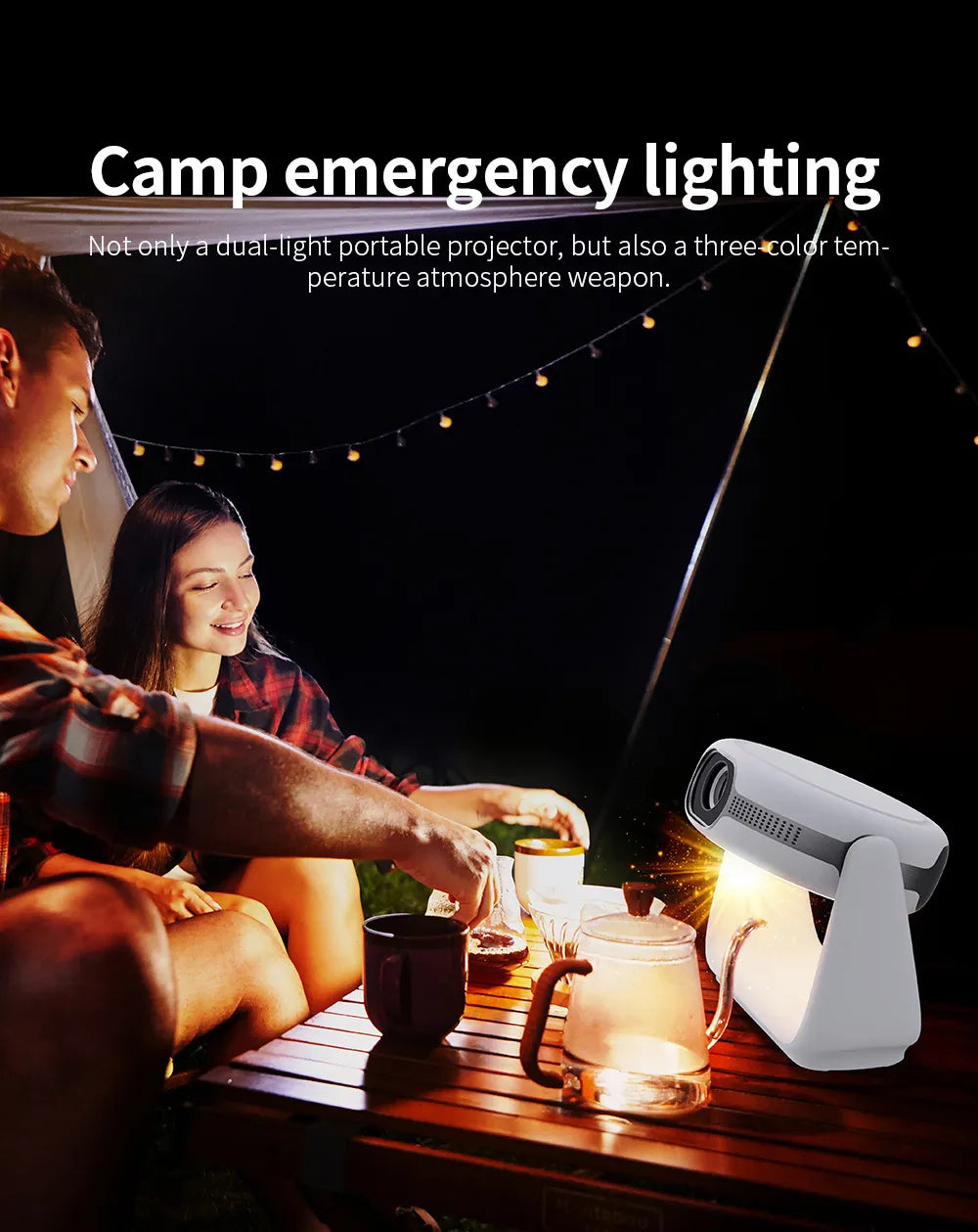 Wireless 260° Rotatable HD Portable Smart Projector with 4K Decoding with Android 11.0, WiFi, Bluetooth, Lamp Lighting & Bracket Rotation