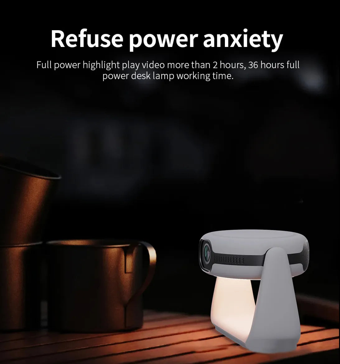 Wireless 260° Rotatable HD Portable Smart Projector with 4K Decoding with Android 11.0, WiFi, Bluetooth, Lamp Lighting & Bracket Rotation