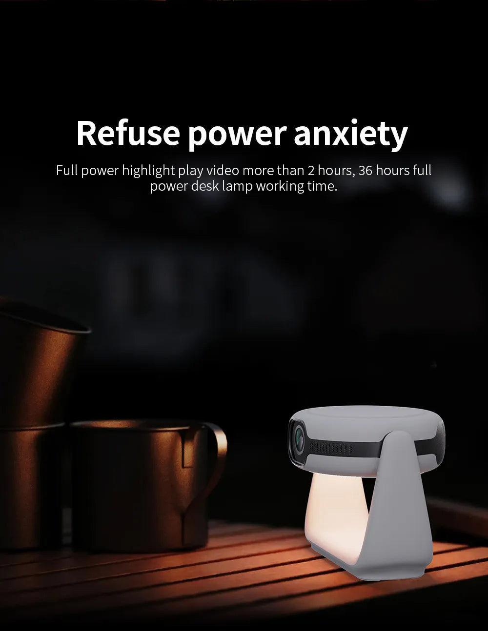Wireless 260° Rotatable HD Portable Smart Projector with 4K Decoding with Android 11.0, WiFi, Bluetooth, Lamp Lighting & Bracket Rotation