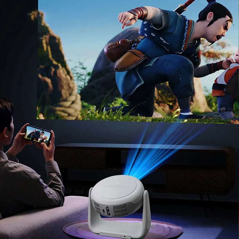 Wireless 260° Rotatable HD Portable Smart Projector with 4K Decoding with Android 11.0, WiFi, Bluetooth, Lamp Lighting & Bracket Rotation