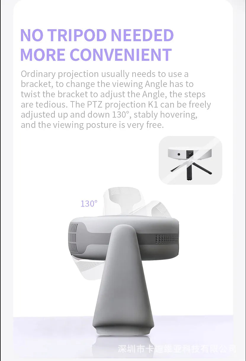 Wireless 260° Rotatable HD Portable Smart Projector with 4K Decoding with Android 11.0, WiFi, Bluetooth, Lamp Lighting & Bracket Rotation