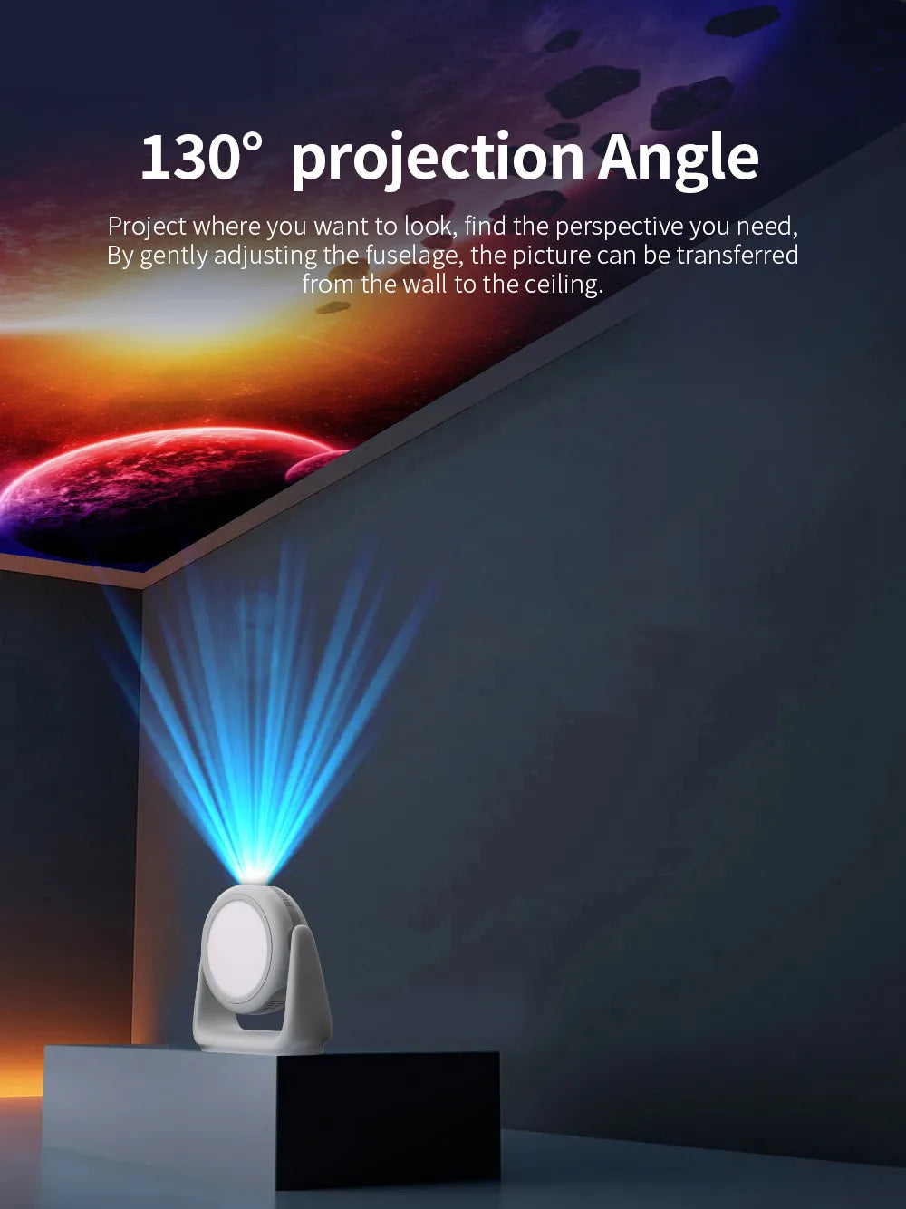 Wireless 260° Rotatable HD Portable Smart Projector with 4K Decoding with Android 11.0, WiFi, Bluetooth, Lamp Lighting & Bracket Rotation