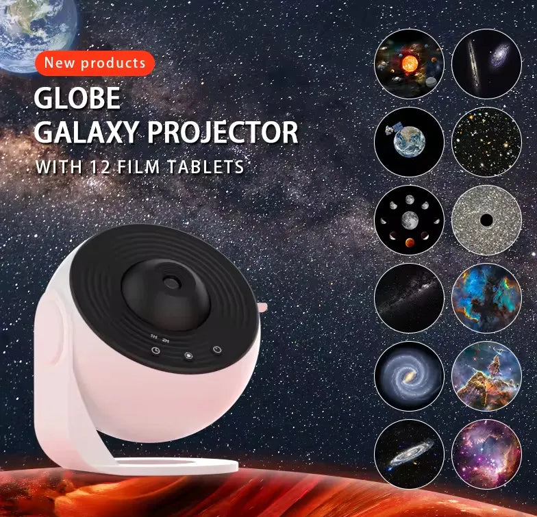 4K HD Galaxy Starry Night Projector with Twelve Film Discs, Adjustable Angle, and Ultra-Large Projection Area