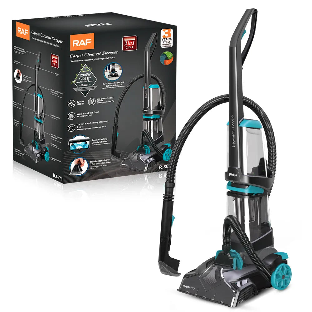 RAF Multifunctional 2-in-1 Carpet and Upholstery Vacuum Cleaner with Vibration Brush Technology - 1200W