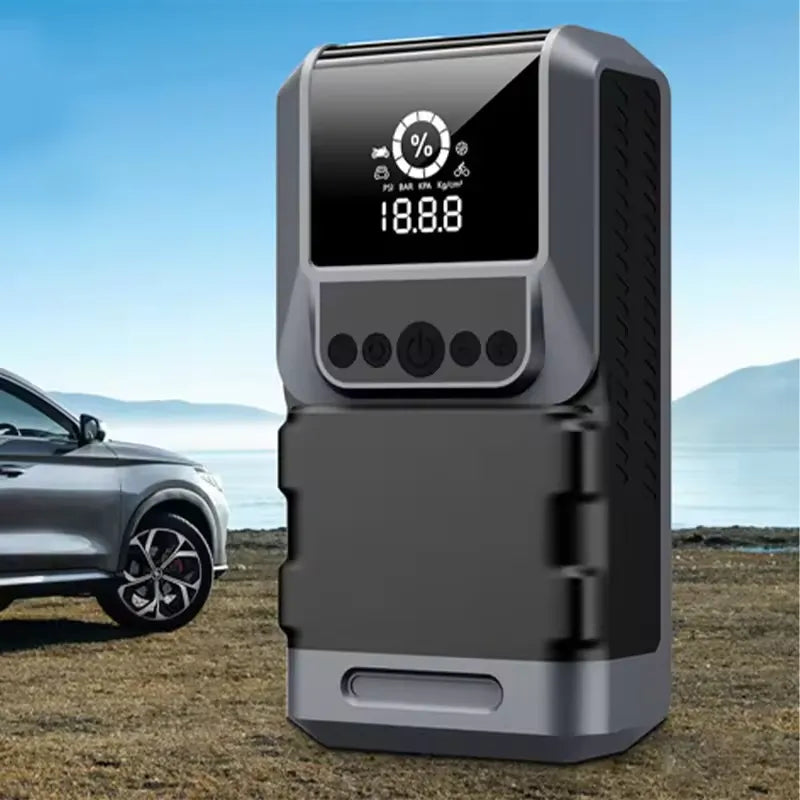 Portable 4-in-1 Car Jump Starter & Air Compressor with Emergency Flashlight & Power Bank - 150PSI Pressure