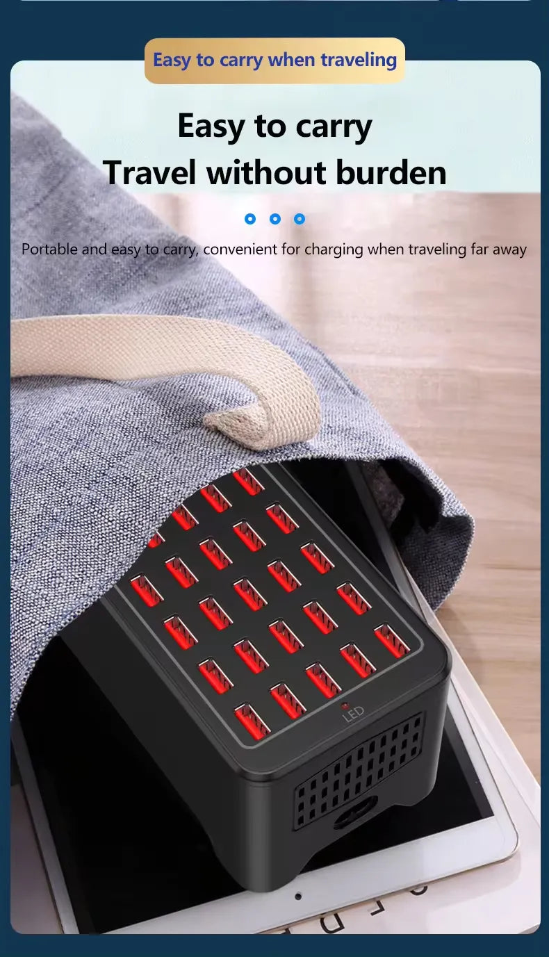 High-Power 30 Ports 150W Multi-Port Fast USB Charging Station for Multipurpose Usage