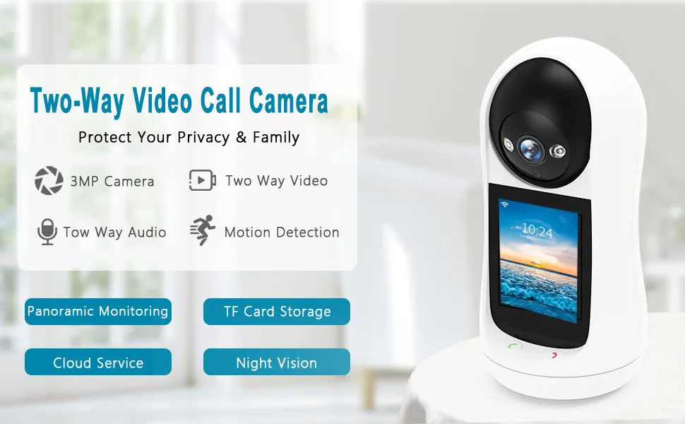 Smart High-Resolution Wifi Camera with 3MP, Night Vision, Motion Detection, and Two-Way Audio