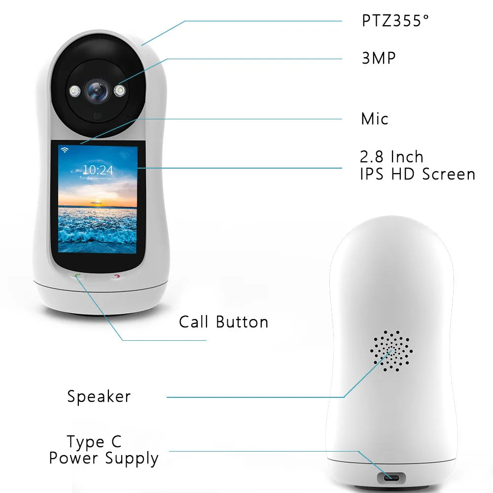 Smart High-Resolution Wifi Camera with 3MP, Night Vision, Motion Detection, and Two-Way Audio