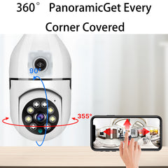"2MP HD Dual-Lens 360° Panoramic Surveillance Camera with Real-Time 2-Way Talk and Full-Color Night Vision, WiFi Enabled "