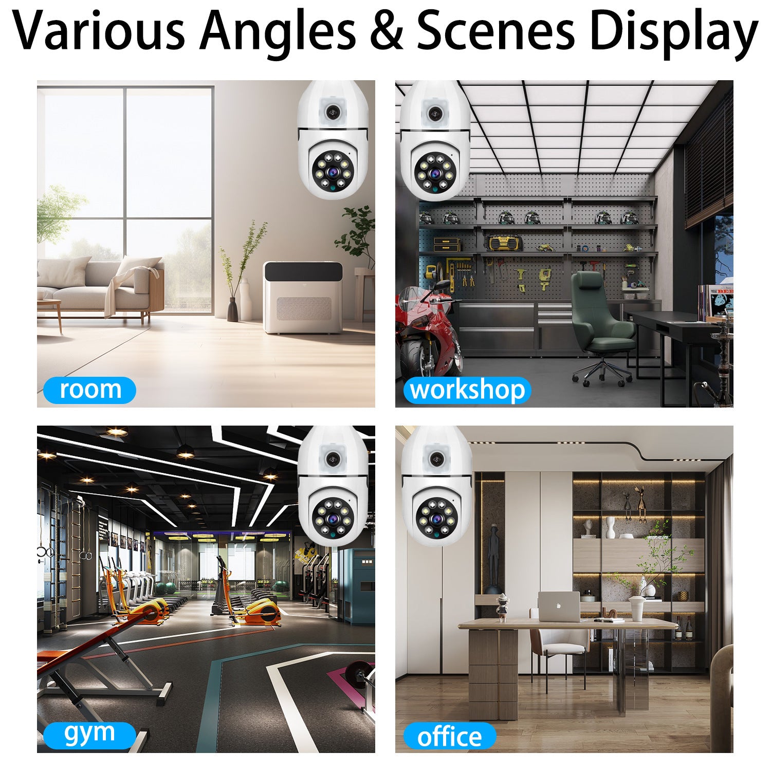 "2MP HD Dual-Lens 360° Panoramic Surveillance Camera with Real-Time 2-Way Talk and Full-Color Night Vision, WiFi Enabled "