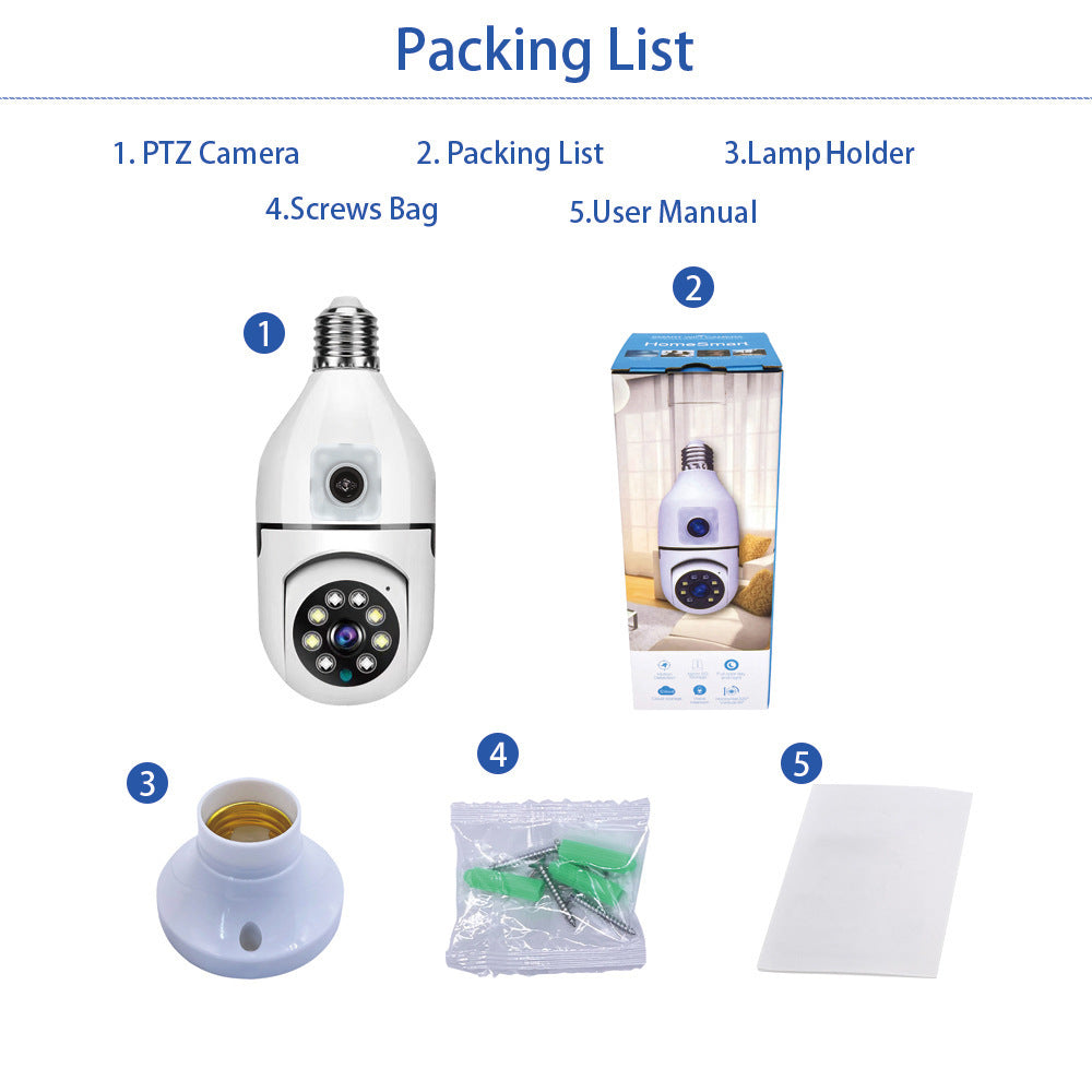 "2MP HD Dual-Lens 360° Panoramic Surveillance Camera with Real-Time 2-Way Talk and Full-Color Night Vision, WiFi Enabled "