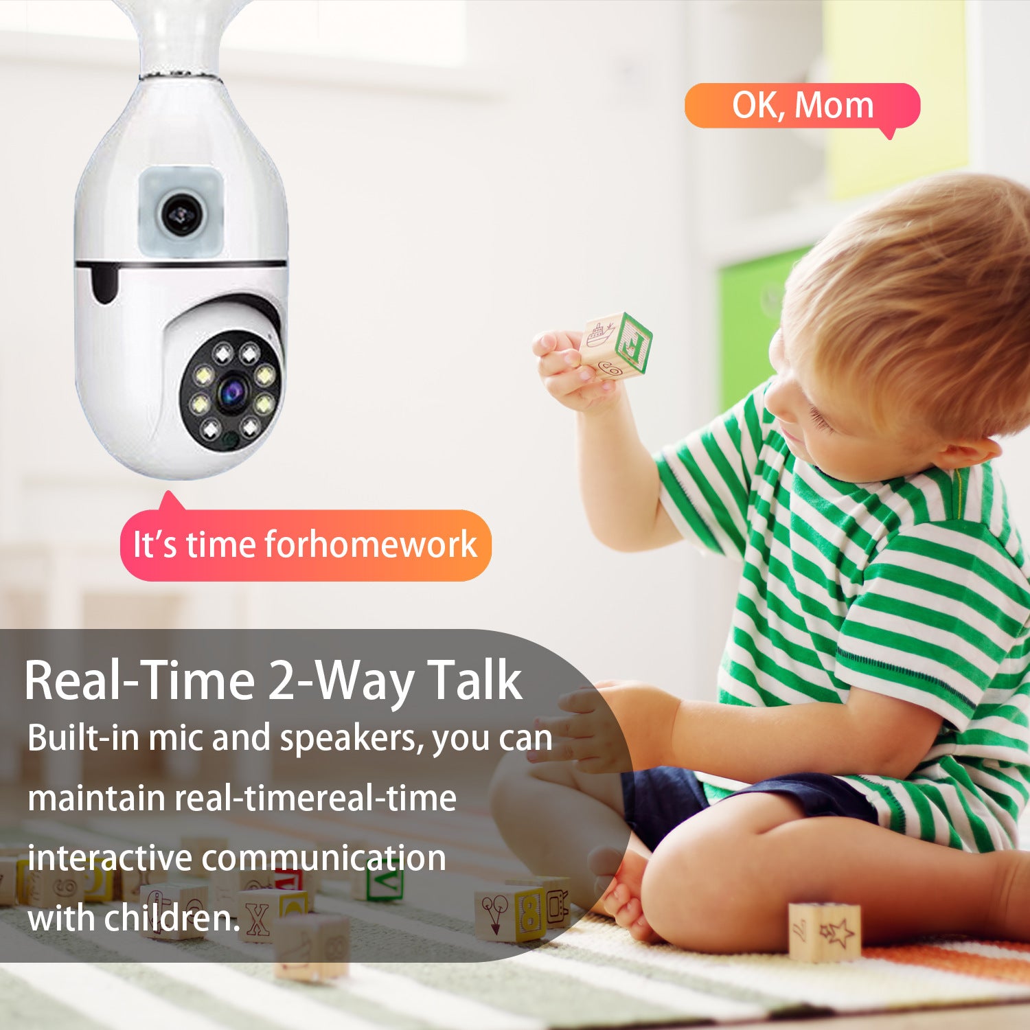 "2MP HD Dual-Lens 360° Panoramic Surveillance Camera with Real-Time 2-Way Talk and Full-Color Night Vision, WiFi Enabled "