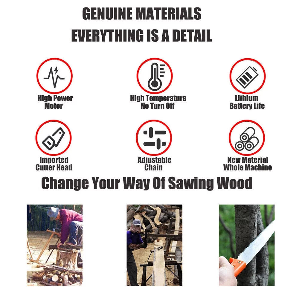 3-in-1 Portable Electric Cordless Pruning Shear & Chainsaw with Telescopic Pole & 2 Batteries
