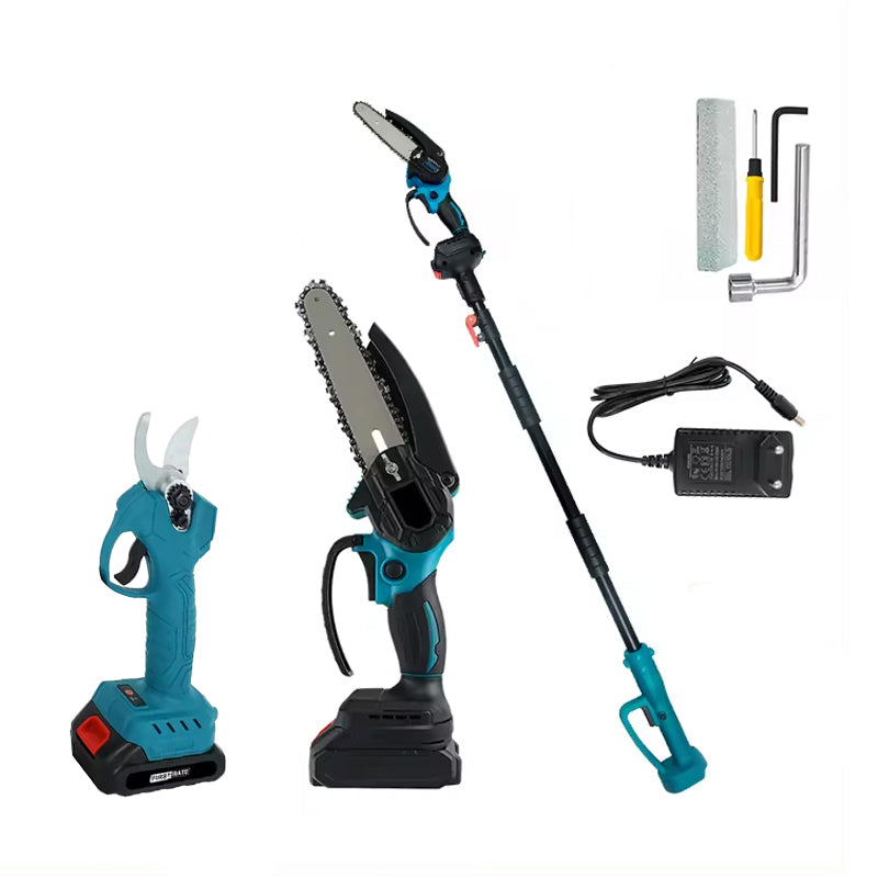 3-in-1 Portable Electric Cordless Pruning Shear & Chainsaw with Telescopic Pole & 2 Batteries