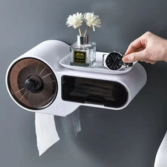 Modern Toilet Paper Holder with Multipurpose Storage Box and Detachable Tray for Bathroom