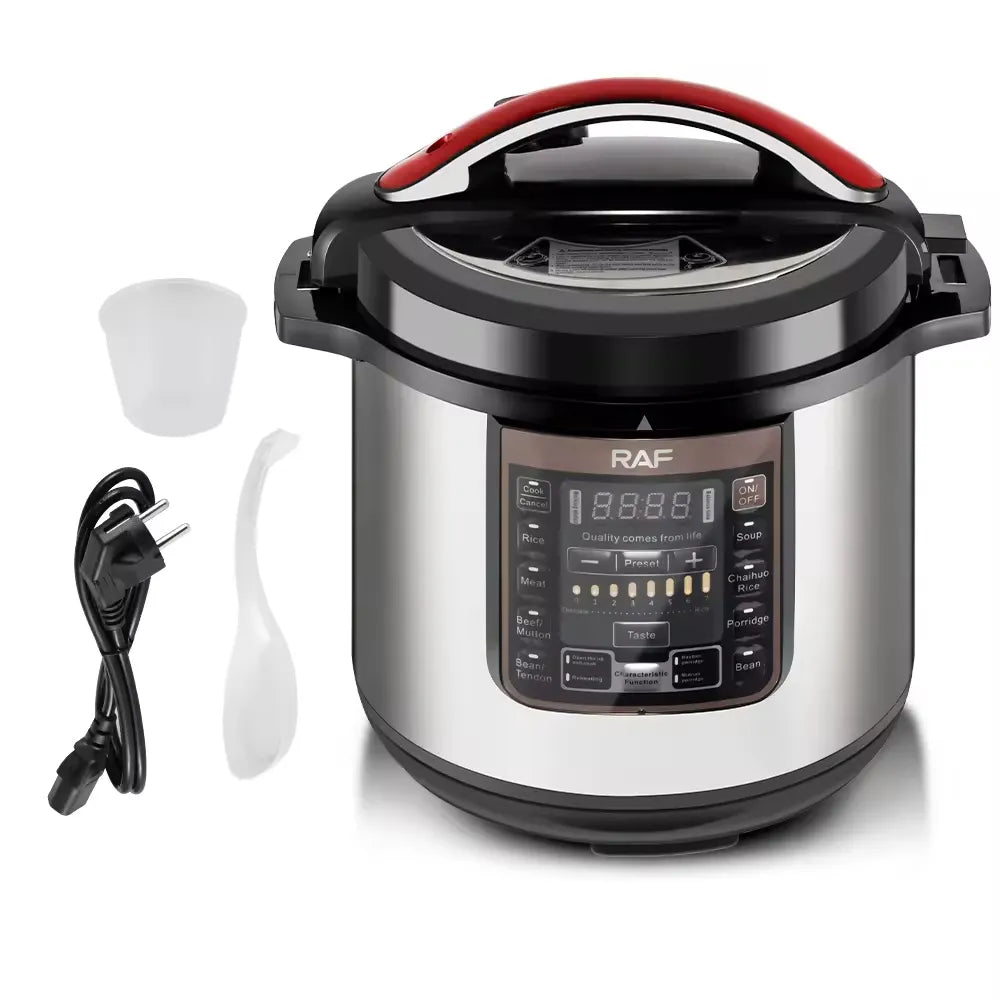 RAF 12L High Capacity Multi-functional Smart Electric Pressure Cooker with Nonstick Aluminum, LED Display and Safety Features - 1600W