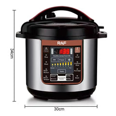 RAF 12L High Capacity Multi-functional Smart Electric Pressure Cooker with Nonstick Aluminum, LED Display and Safety Features - 1600W