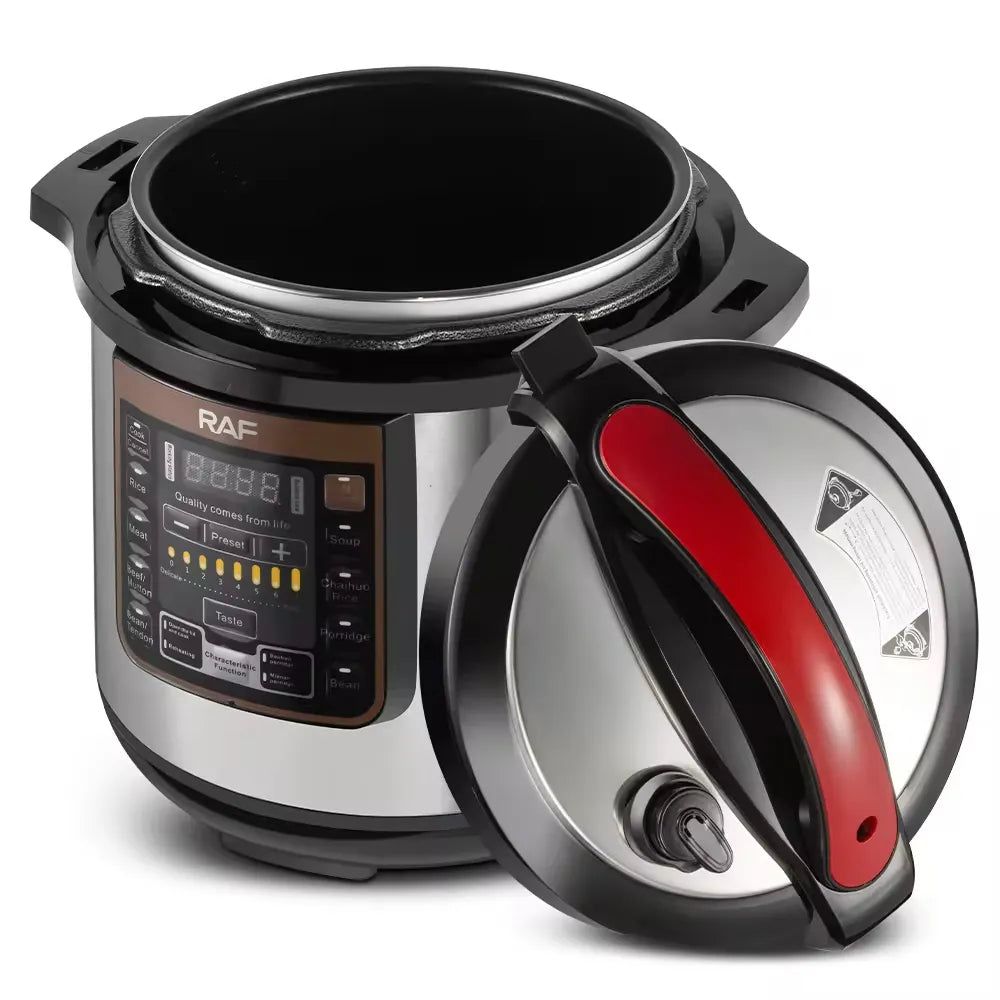 RAF 12L High Capacity Multi-functional Smart Electric Pressure Cooker with Nonstick Aluminum, LED Display and Safety Features - 1600W