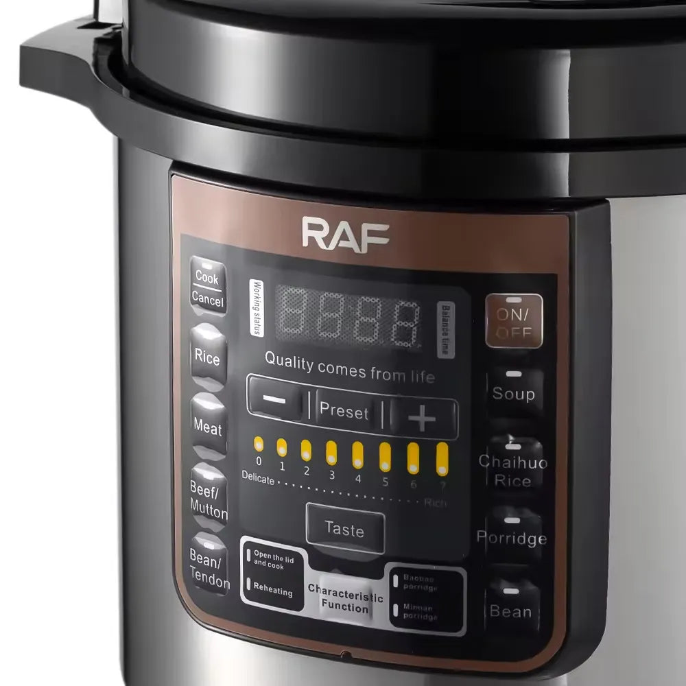 RAF 12L High Capacity Multi-functional Smart Electric Pressure Cooker with Nonstick Aluminum, LED Display and Safety Features - 1600W
