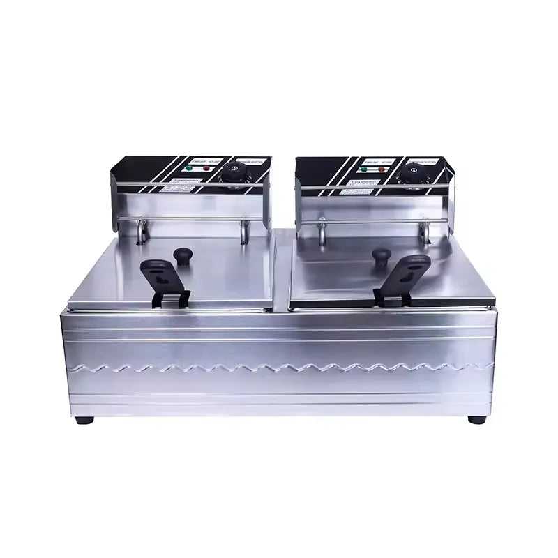 RAF High-Power Rapid Heating Dual-Basket Deep Fryer - 5000W, 5.5L+5.5L Stainless Steel Frying Machine
