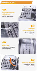 RAF High-Power Rapid Heating Dual-Basket Deep Fryer - 5000W, 5.5L+5.5L Stainless Steel Frying Machine