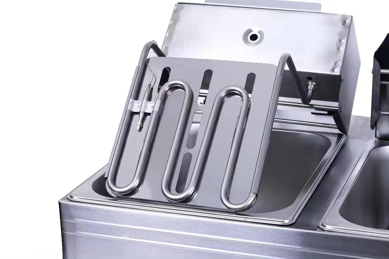 RAF High-Power Rapid Heating Dual-Basket Deep Fryer - 5000W, 5.5L+5.5L Stainless Steel Frying Machine