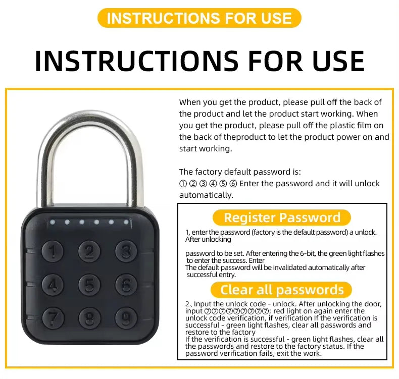 Smart Keypad Waterproof Padlock for Outdoor and Indoor Use