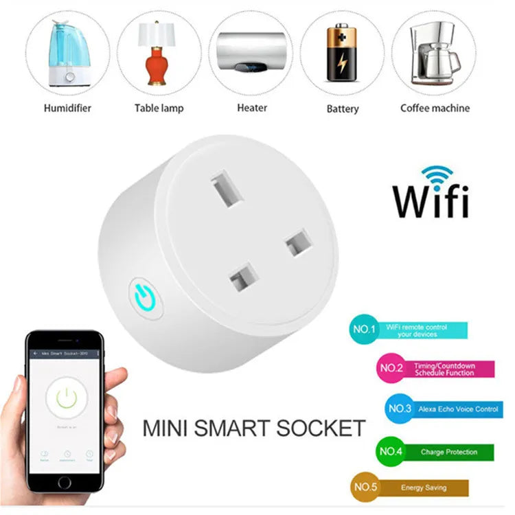 Smart WiFi Plug with Tuya App Remote Control and Alexa & Google Home Voice Control