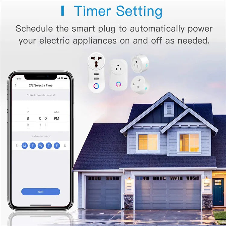 Smart WiFi Plug with Tuya App Remote Control and Alexa & Google Home Voice Control