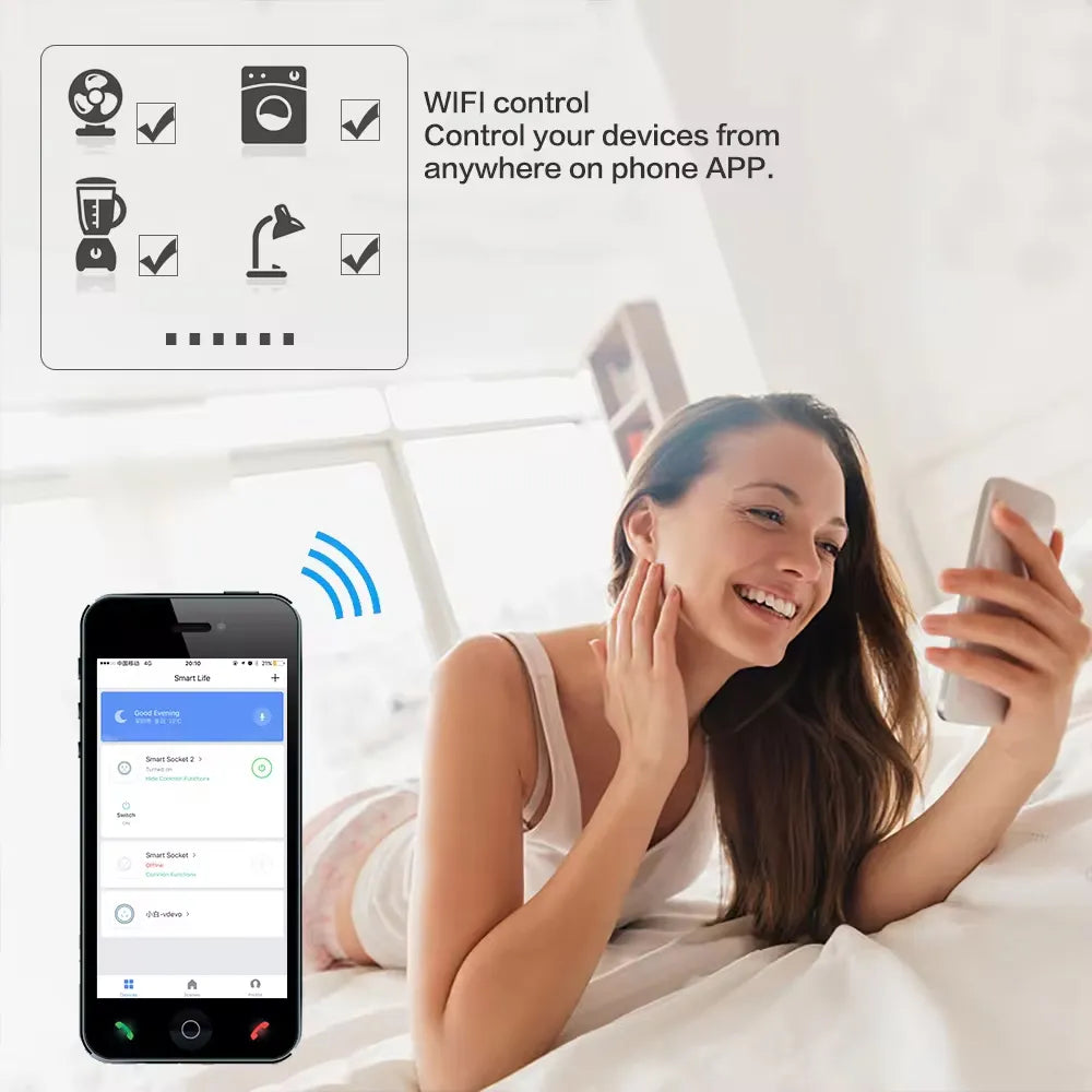 Smart WiFi Plug with Tuya App Remote Control and Alexa & Google Home Voice Control