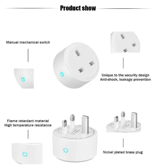 Smart WiFi Plug with Tuya App Remote Control and Alexa & Google Home Voice Control