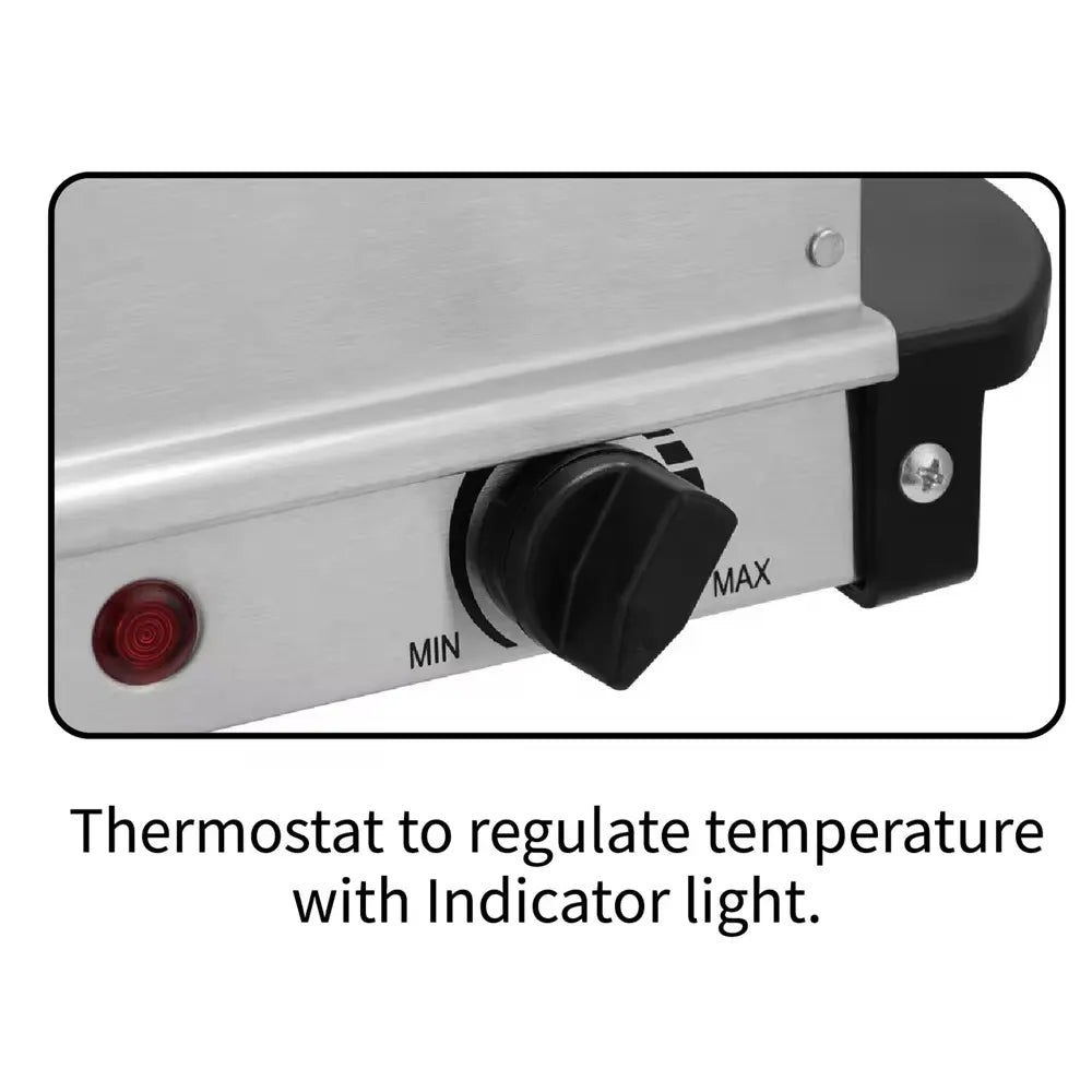 3-Section Electric Buffet Server & Warming Tray with Adjustable Thermostat - 300W
