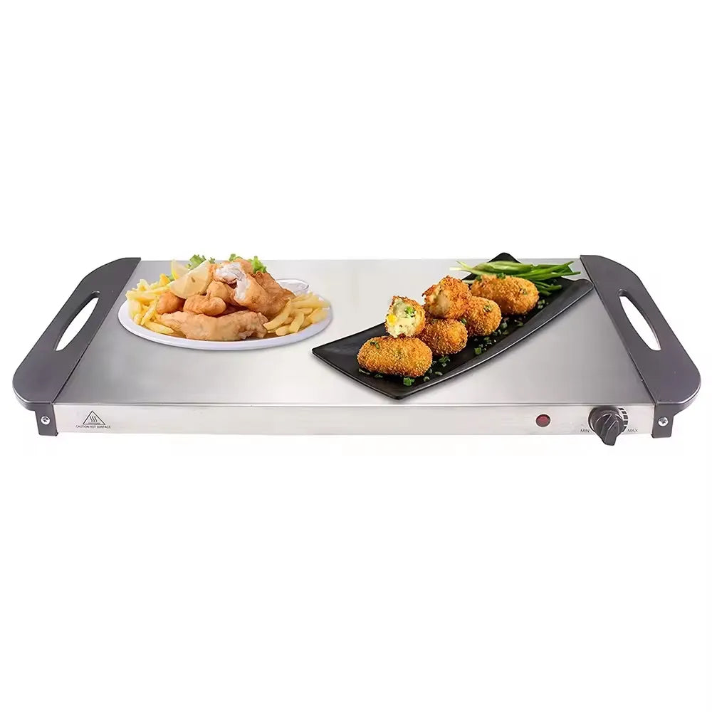 3-Section Electric Buffet Server & Warming Tray with Adjustable Thermostat - 300W