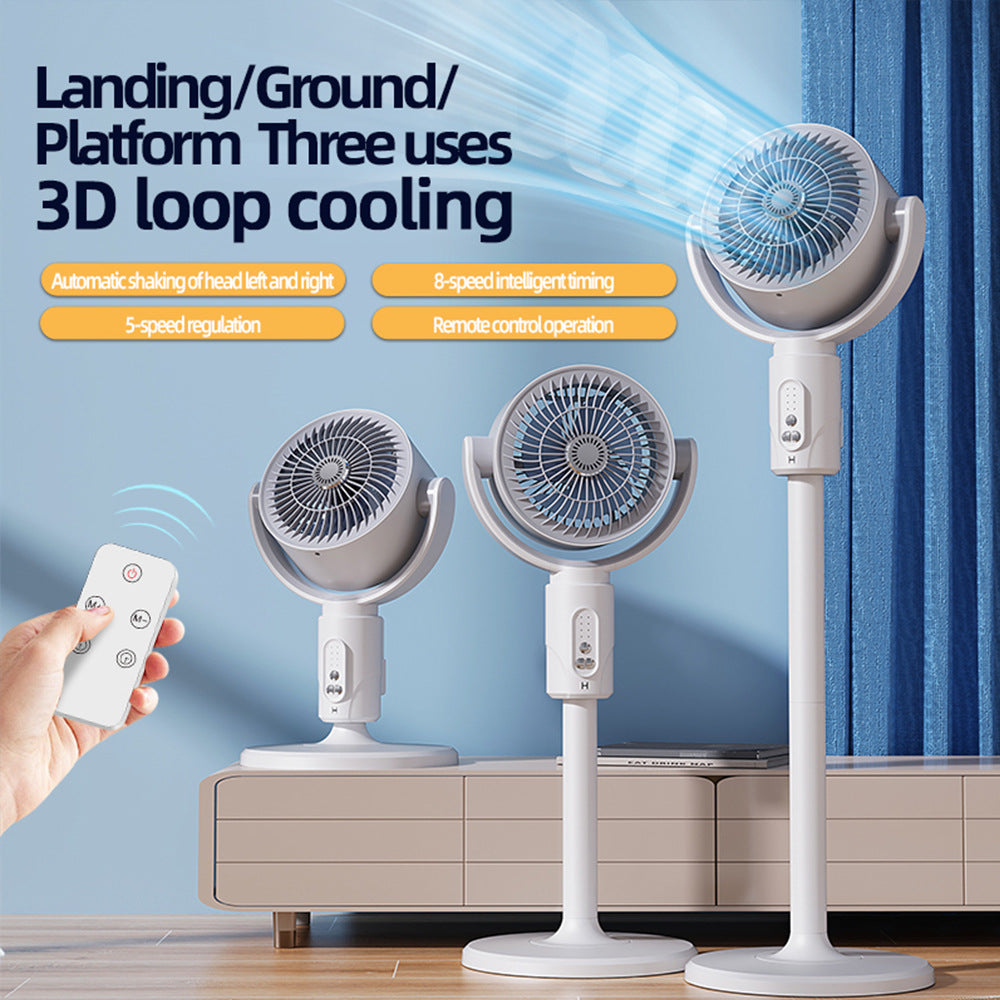 Portable Rechargeable Desktop & Floor Circulating Fan with 5-Speed Settings, Remote & Type-C Charging