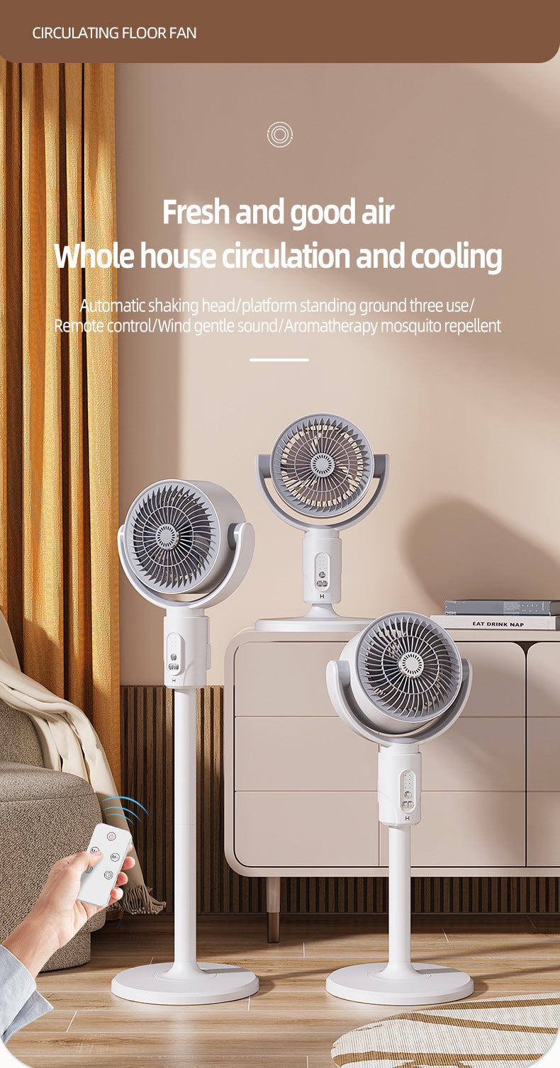 Portable Rechargeable Desktop & Floor Circulating Fan with 5-Speed Settings, Remote & Type-C Charging