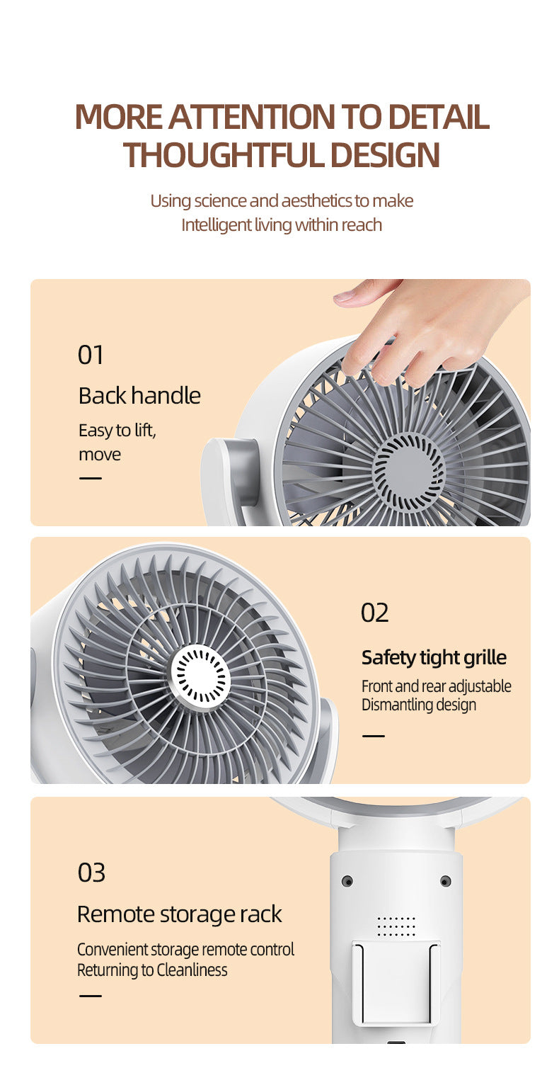 Portable Rechargeable Desktop & Floor Circulating Fan with 5-Speed Settings, Remote & Type-C Charging