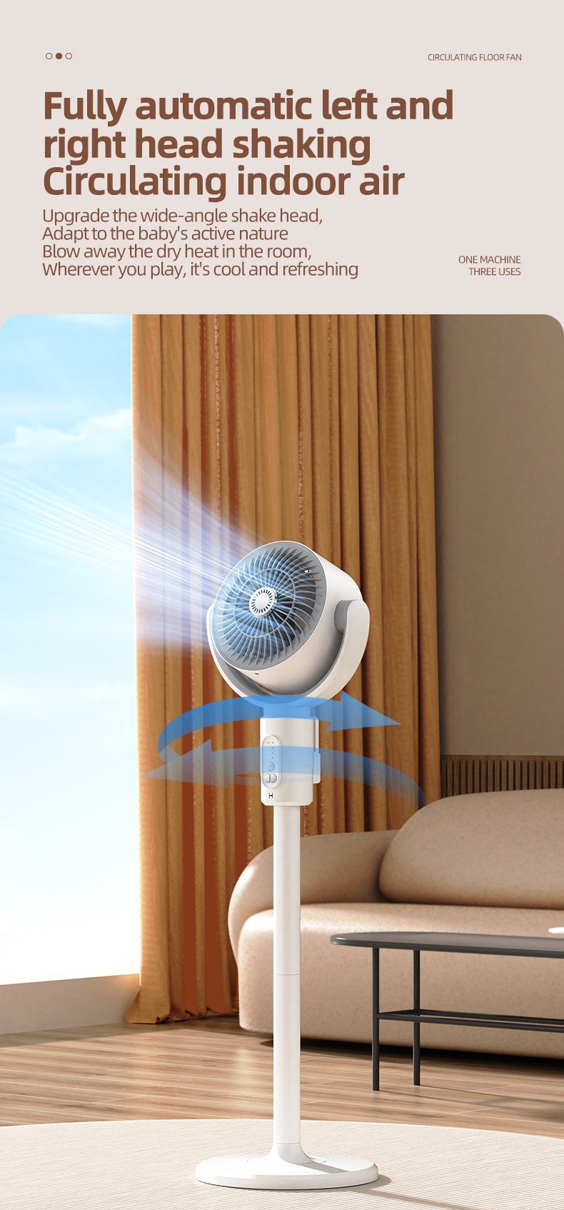 Portable Rechargeable Desktop & Floor Circulating Fan with 5-Speed Settings, Remote & Type-C Charging