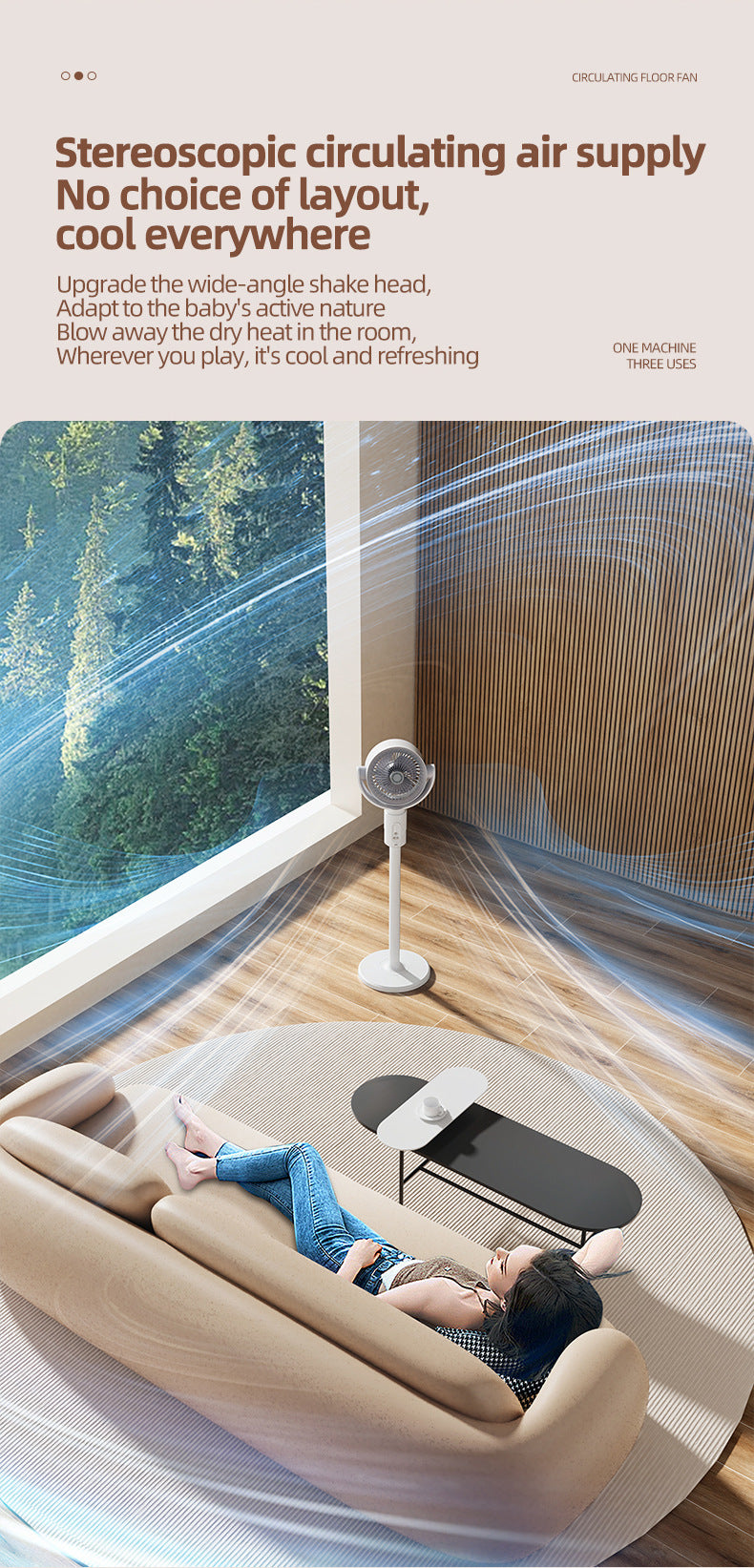 Portable Rechargeable Desktop & Floor Circulating Fan with 5-Speed Settings, Remote & Type-C Charging