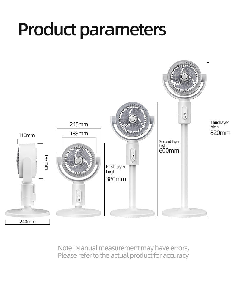 Portable Rechargeable Desktop & Floor Circulating Fan with 5-Speed Settings, Remote & Type-C Charging