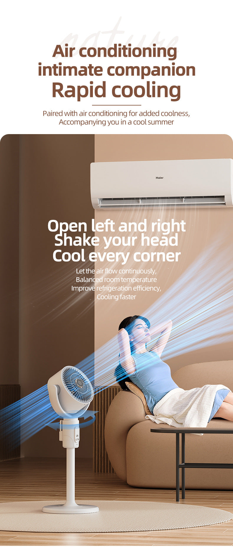 Portable Rechargeable Desktop & Floor Circulating Fan with 5-Speed Settings, Remote & Type-C Charging