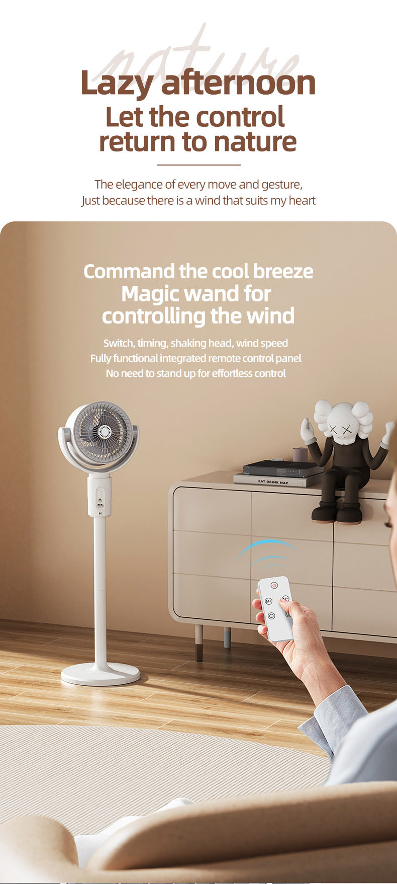 Portable Rechargeable Desktop & Floor Circulating Fan with 5-Speed Settings, Remote & Type-C Charging