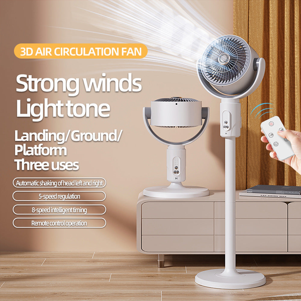 Portable Rechargeable Desktop & Floor Circulating Fan with 5-Speed Settings, Remote & Type-C Charging