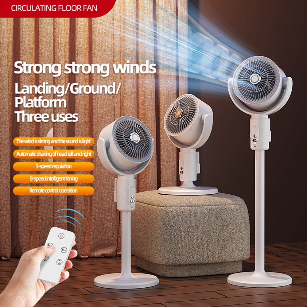 Portable Rechargeable Desktop & Floor Circulating Fan with 5-Speed Settings, Remote & Type-C Charging