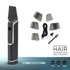 600mAh Rechargeable Hair Trimmer and Body Groomer with Adjustable Comb Settings